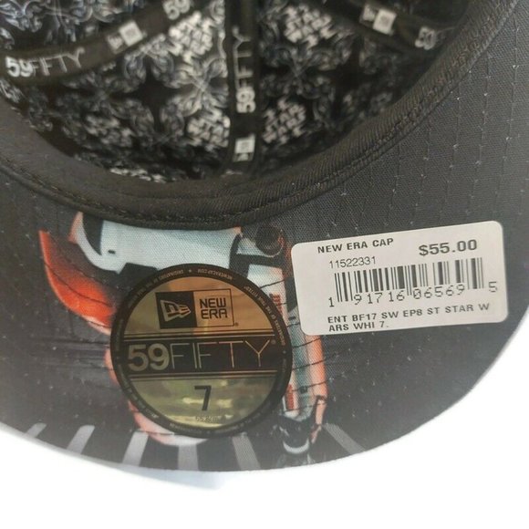 New Era Mens Star Wars The Last Jedi Storm Trooper White Black Fitted Hat Size 7 - Picture 9 of 12